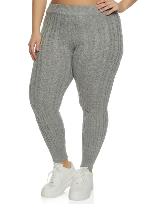 Plus Size Cable Knit Casual Pants sold by Rainbow