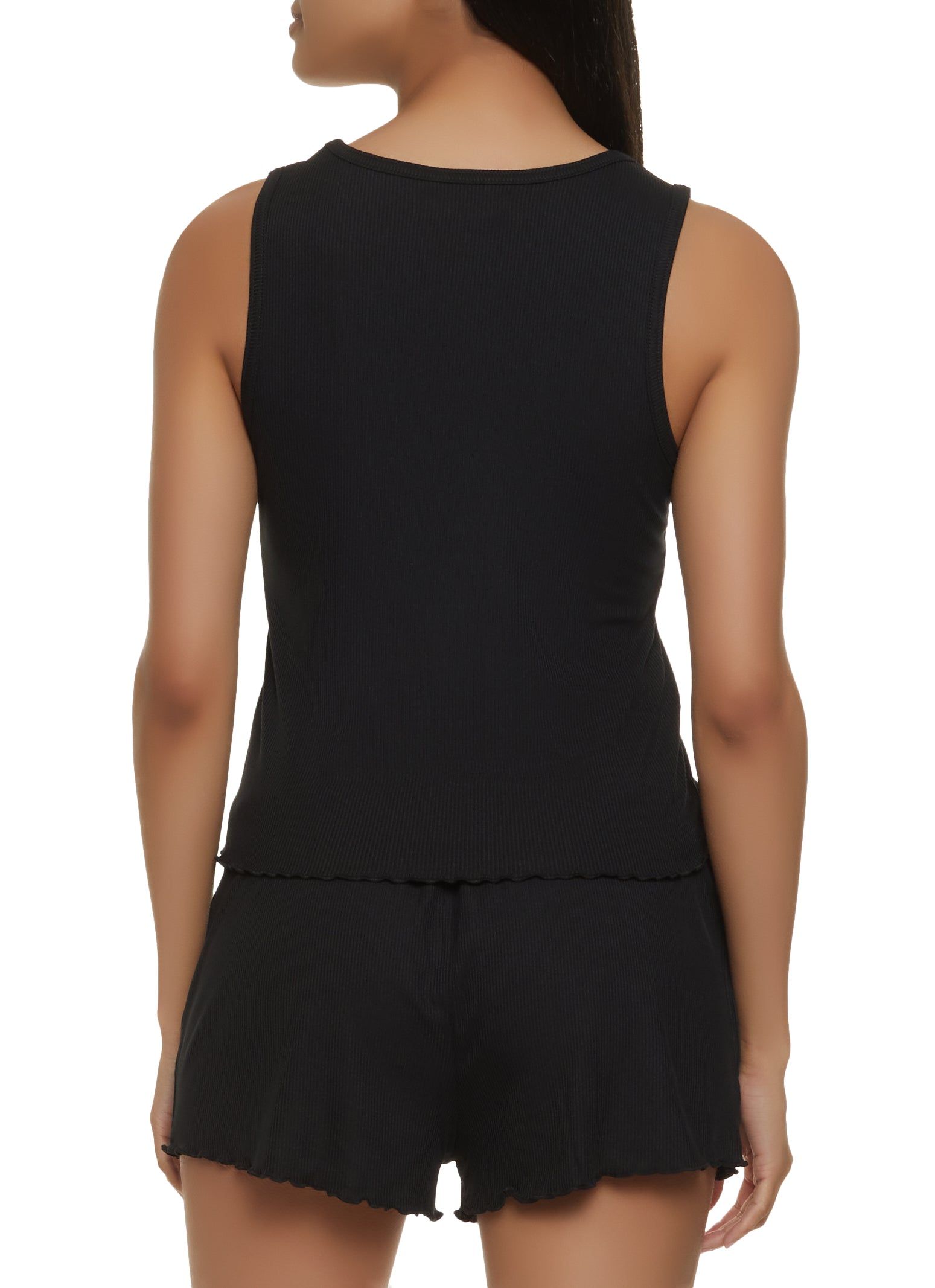Ribbed Lettuce Edge Pajama Tank Top and Shorts sold by Rainbow product image thumbnail 2