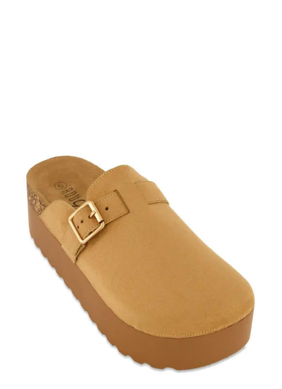 Buckle Detail Platform Clogs sold by Rainbow