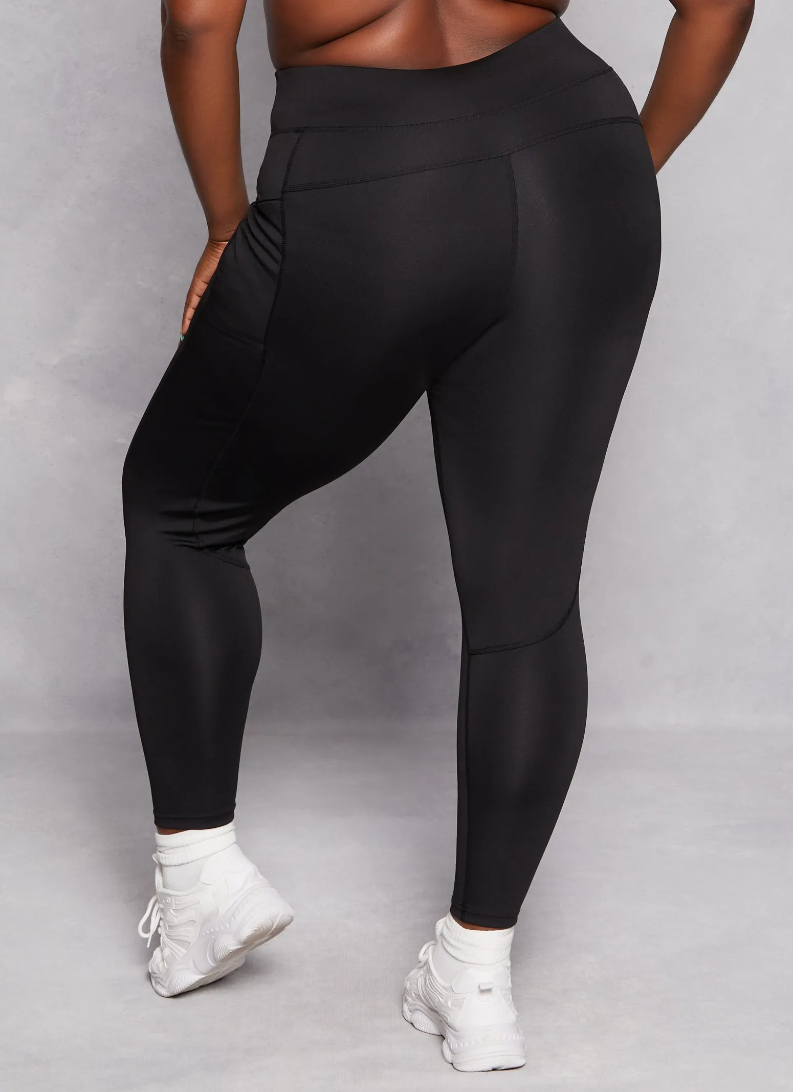 Plus Size High Waist Zip Pocket Leggings sold by Rainbow product image thumbnail 3