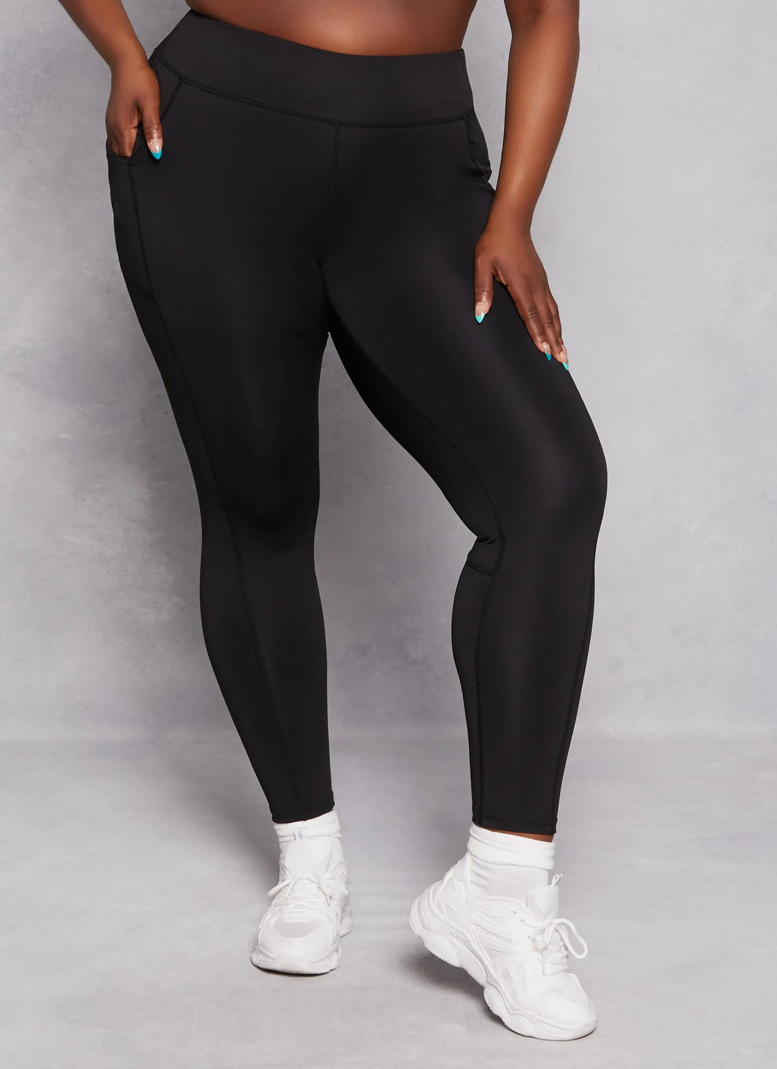 Plus Size High Waist Zip Pocket Leggings sold by Rainbow product image thumbnail 2