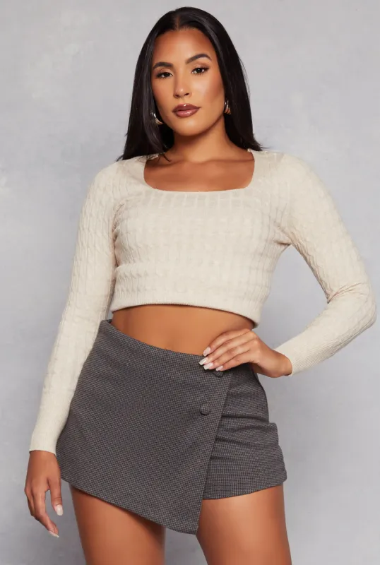 Cable Knit Square Neck Sweater sold by Rainbow