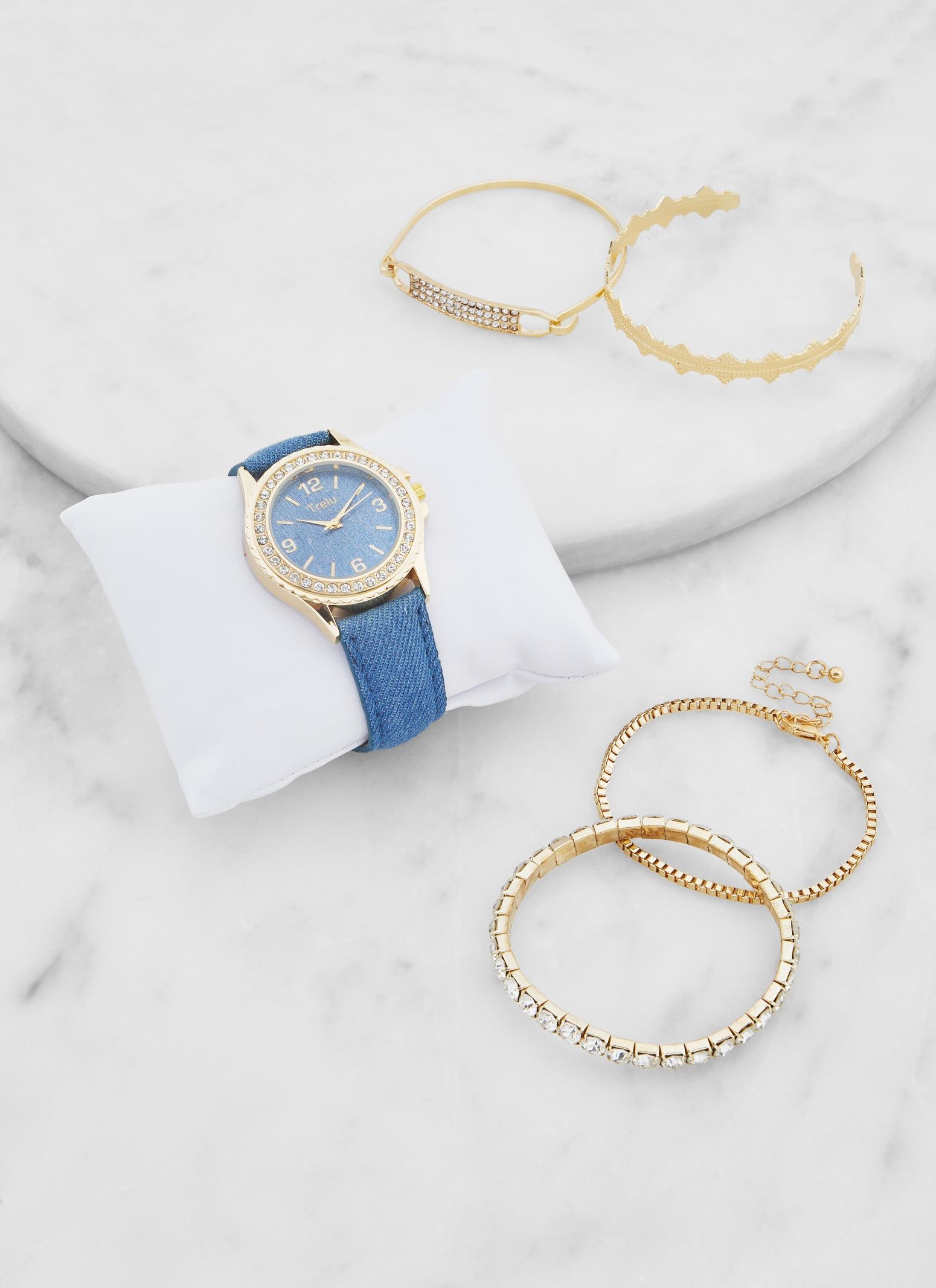 Rhinestone Trim Watch and Assorted Bracelet Set sold by Rainbow product image thumbnail 2