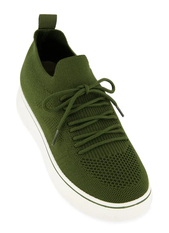 Textured Knit Lace Up Platform Sneakers sold by Rainbow