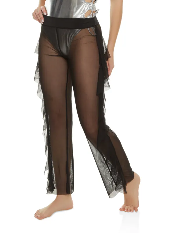 Mesh Ruffle Side Cover Up Pants sold by Rainbow