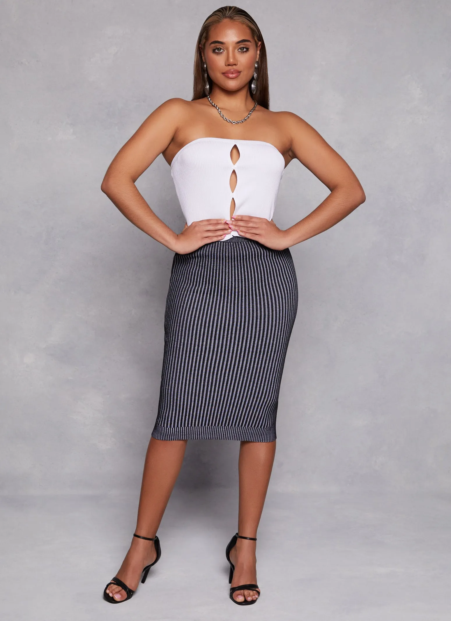 Almost Famous Rib Knit High Waist Pencil Skirt sold by Rainbow