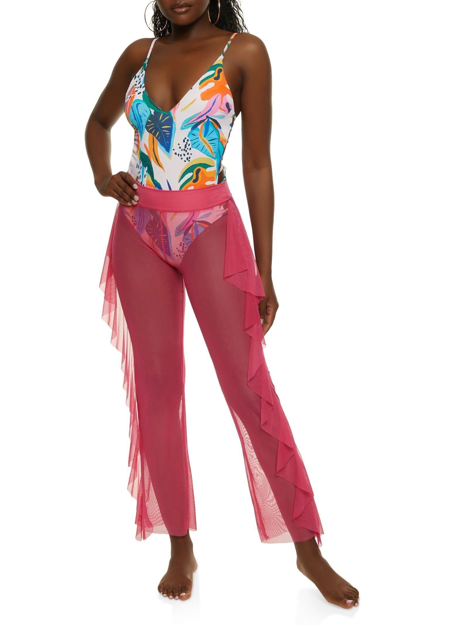 Mesh Ruffled Cover Up Pants sold by Rainbow product image thumbnail 2