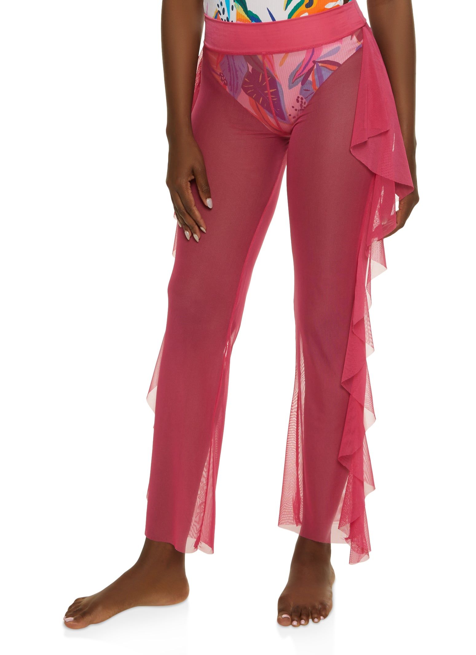 Mesh Ruffled Cover Up Pants sold by Rainbow