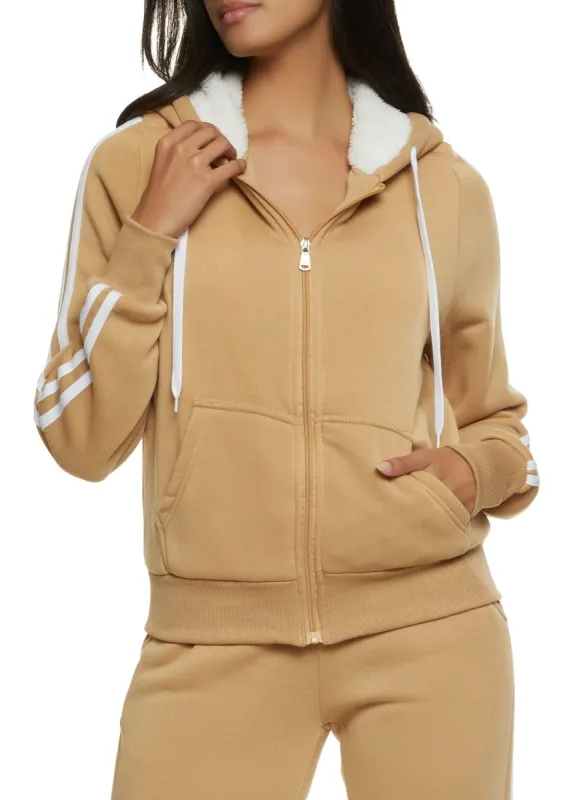 Varsity Stripe Zip Front Hoodie sold by Rainbow