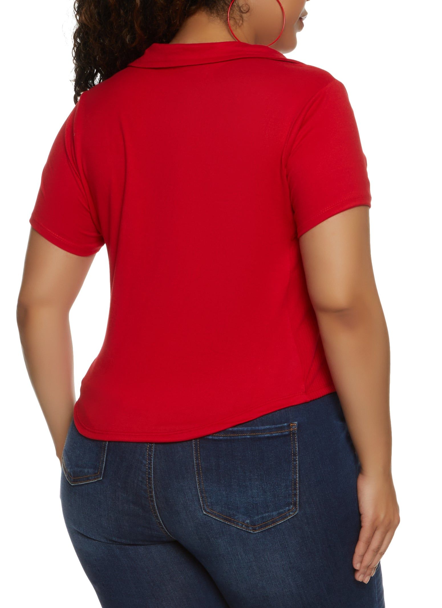 Plus Size Short Sleeve Ruched Button Down Top sold by Rainbow product image thumbnail 2