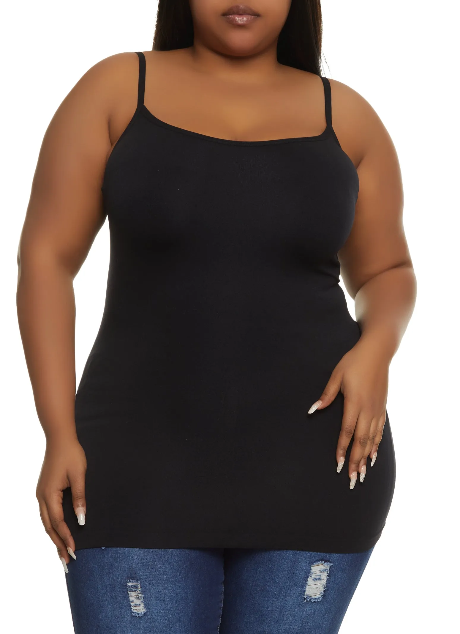 Plus Size Basic Seamless Scoop Neck Cami sold by Rainbow
