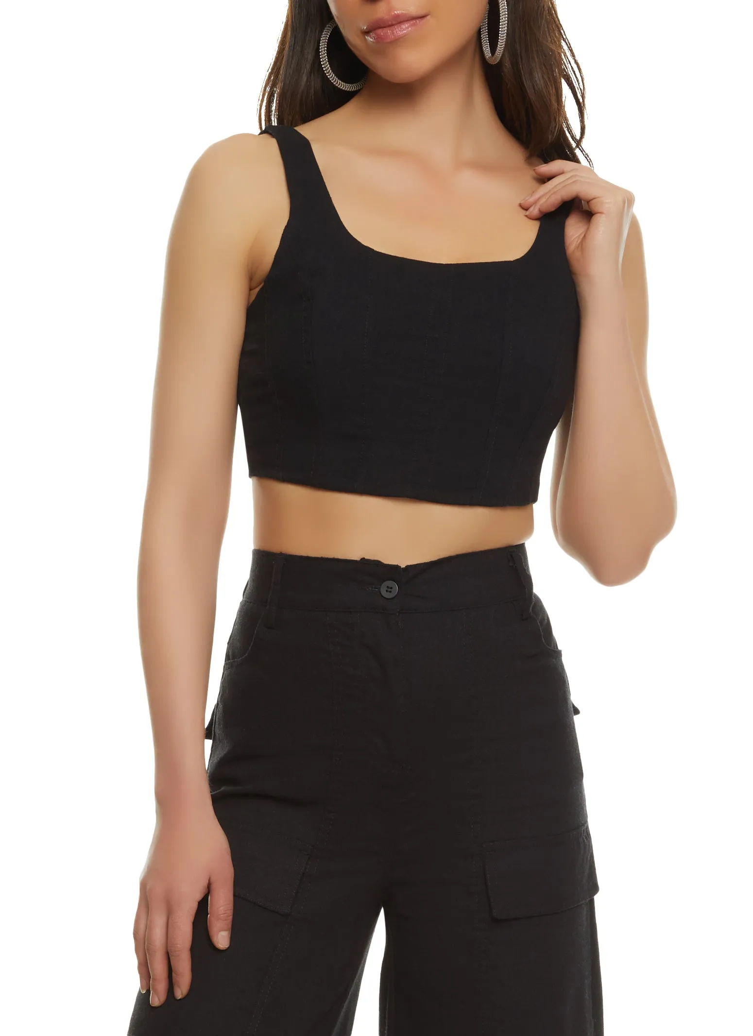 Linen Cropped Bustier Top sold by Rainbow