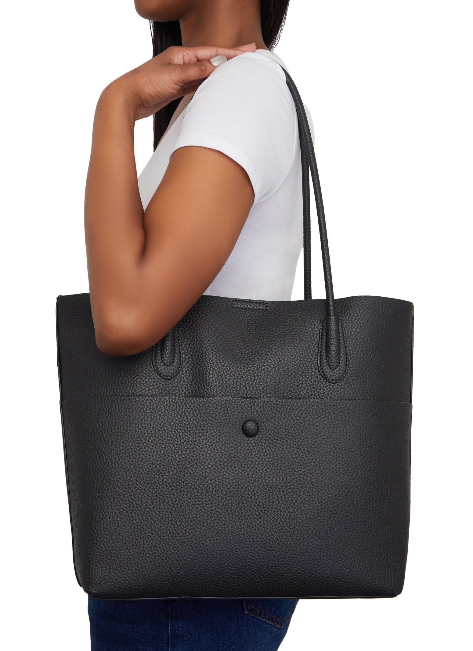 Faux Leather Tote Bag and Pouch Set sold by Rainbow