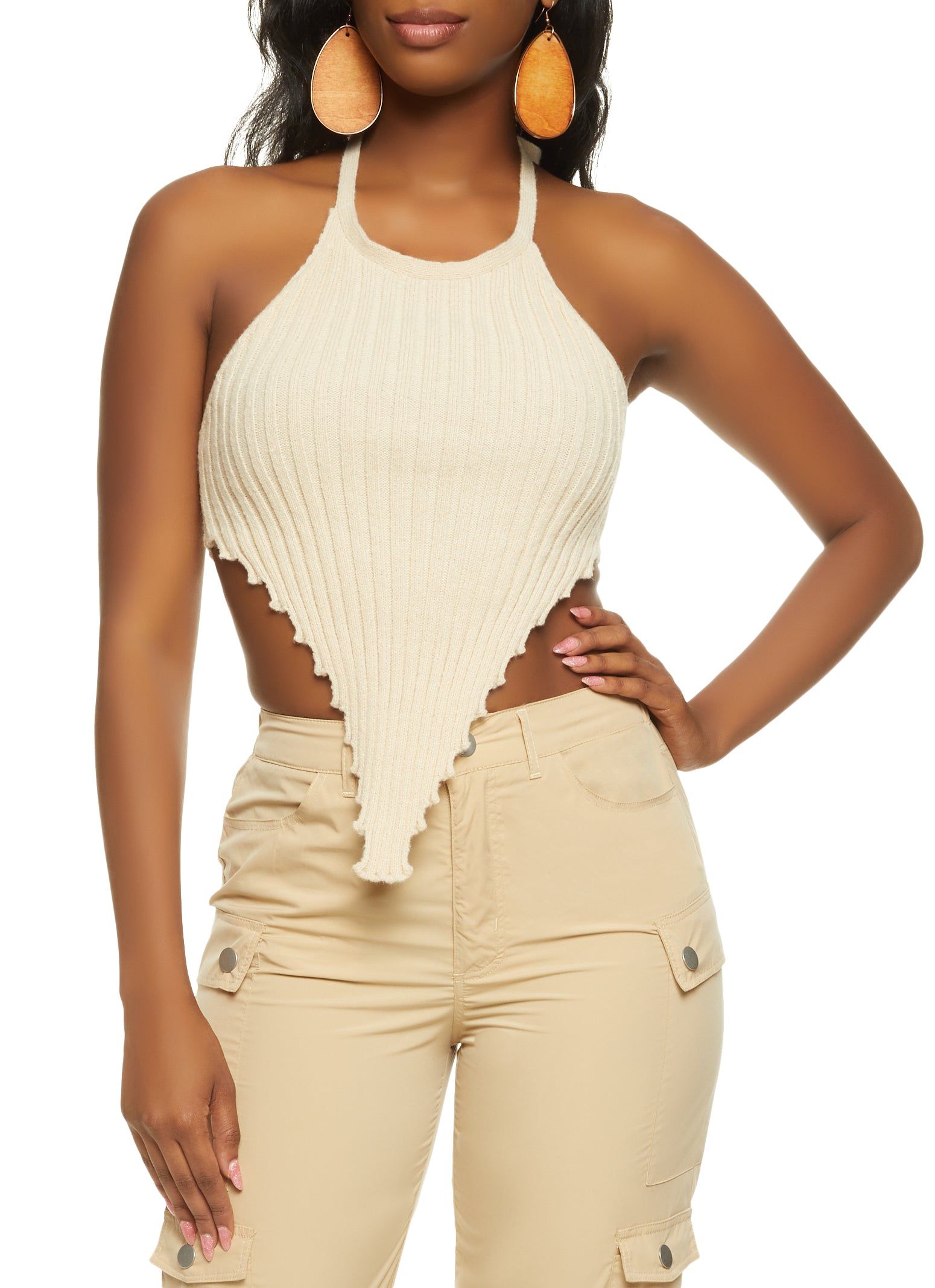 Hanky Hem Halter Top sold by Rainbow