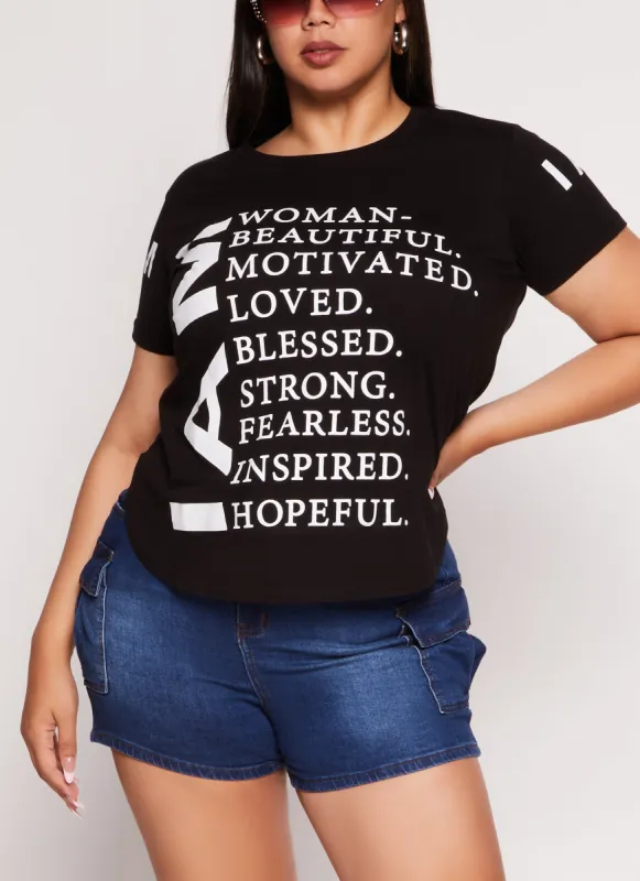 Plus Size I Am Graphic High Low Top sold by Rainbow