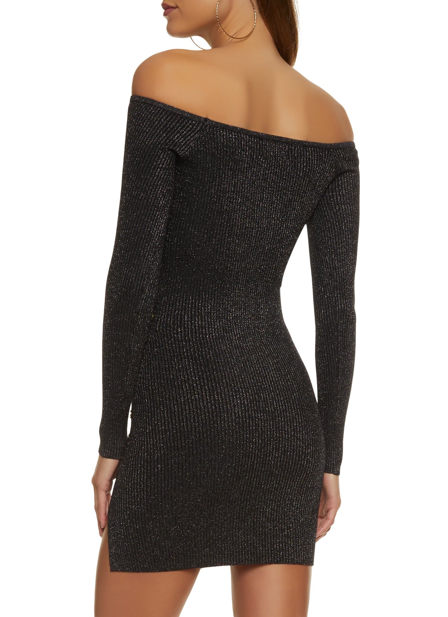 Lurex Ribbed Off the Shoulder Sweater Dress sold by Rainbow product image thumbnail 3