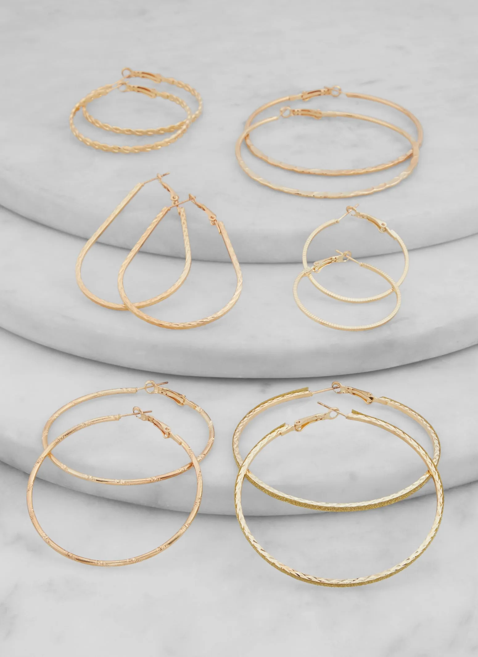 Assorted Textured Hoop Earrings Set sold by Rainbow