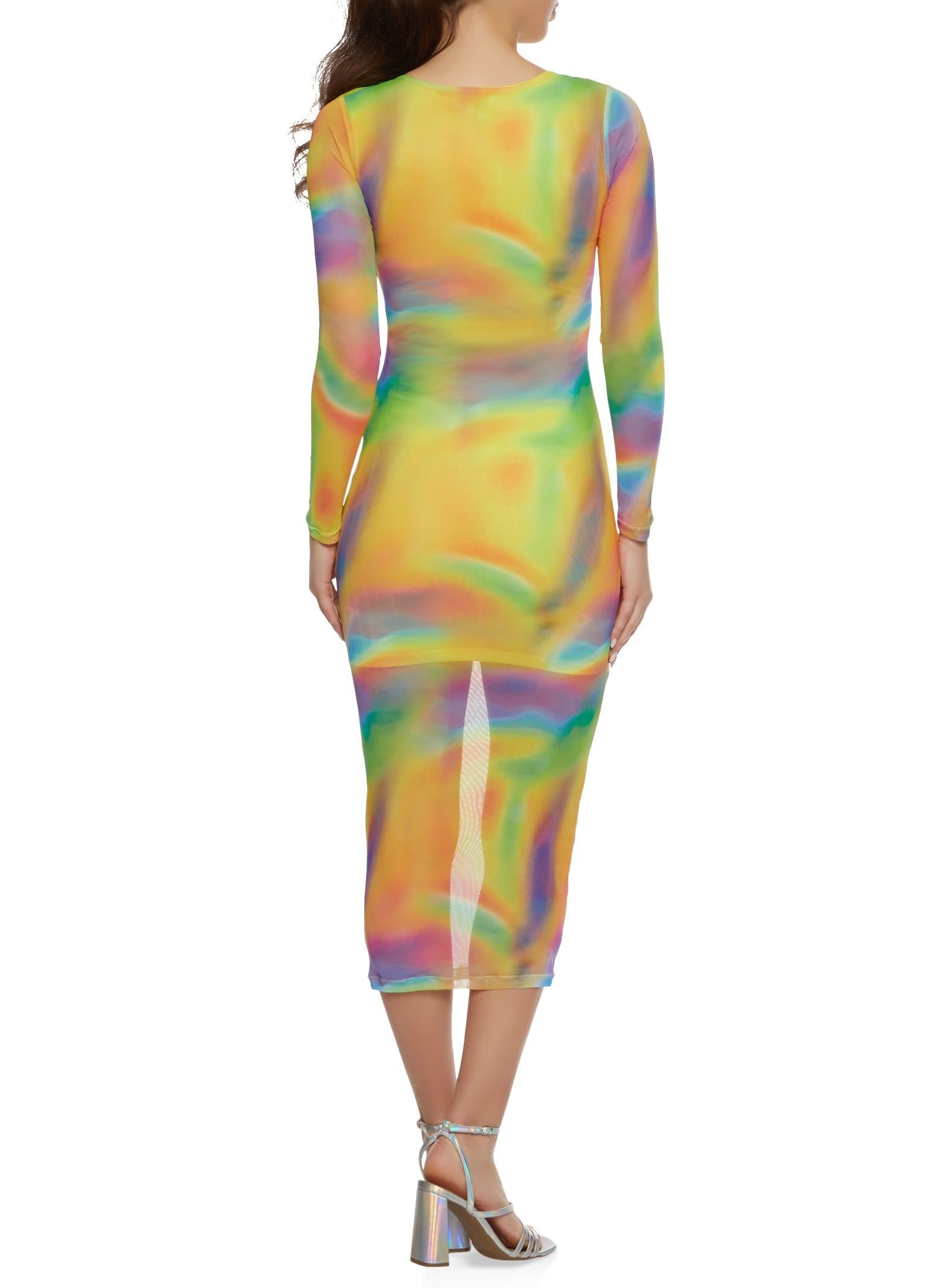 Mesh Printed Long Sleeve Maxi Dress sold by Rainbow product image thumbnail 5
