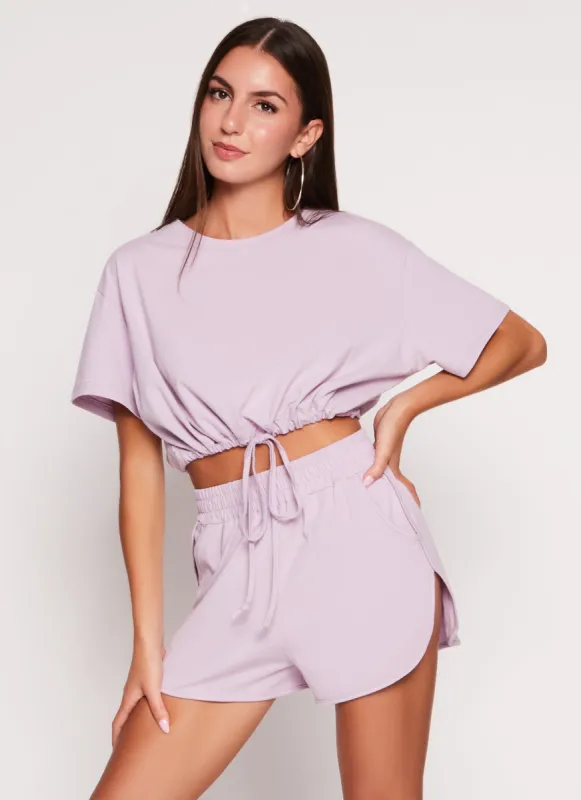 Daisy Crew Neck Drawstring Hem Tee made by Rainbow