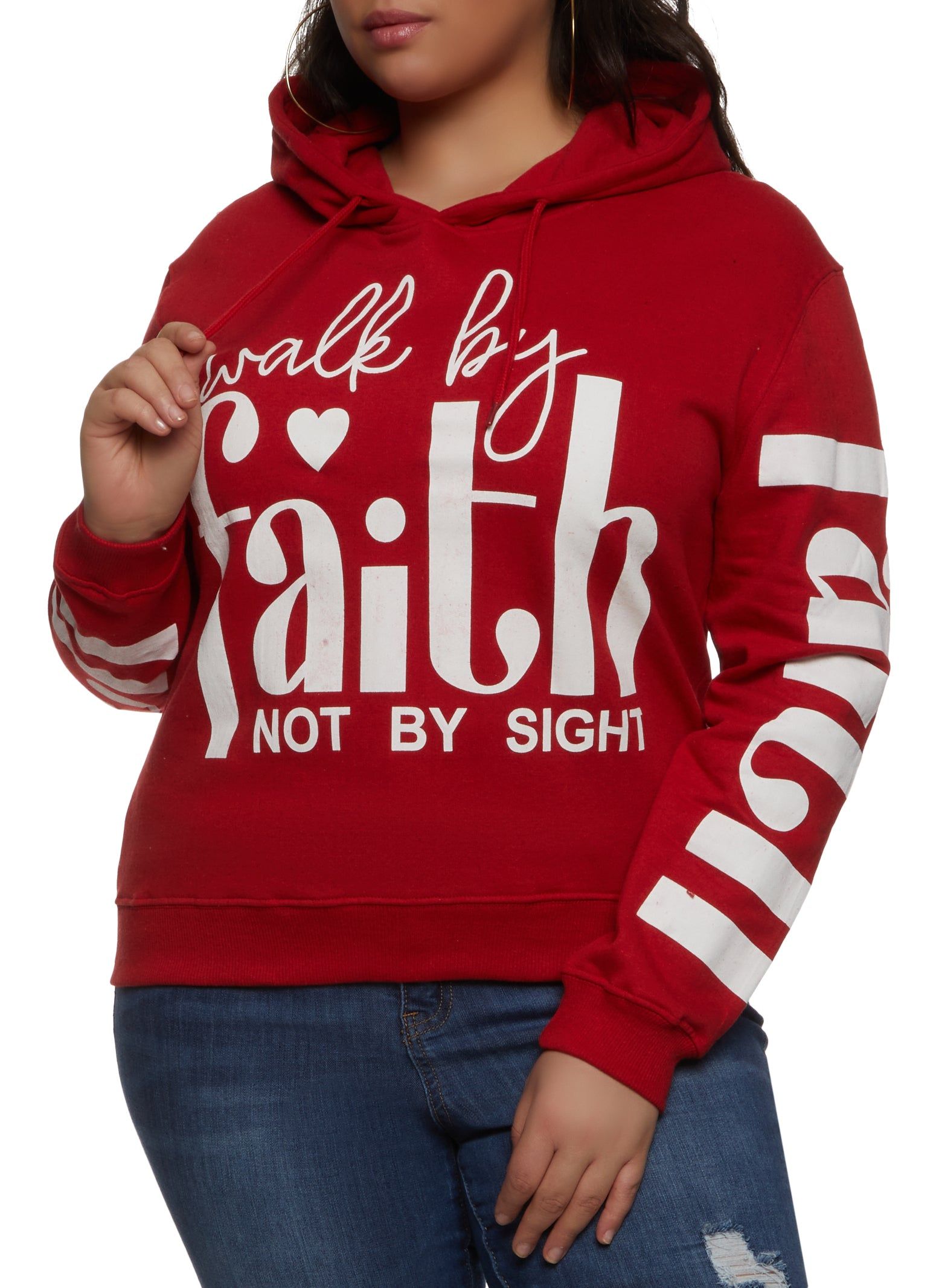 Plus Size Walk By Faith Not By Sight Graphic Hoodie sold by Rainbow