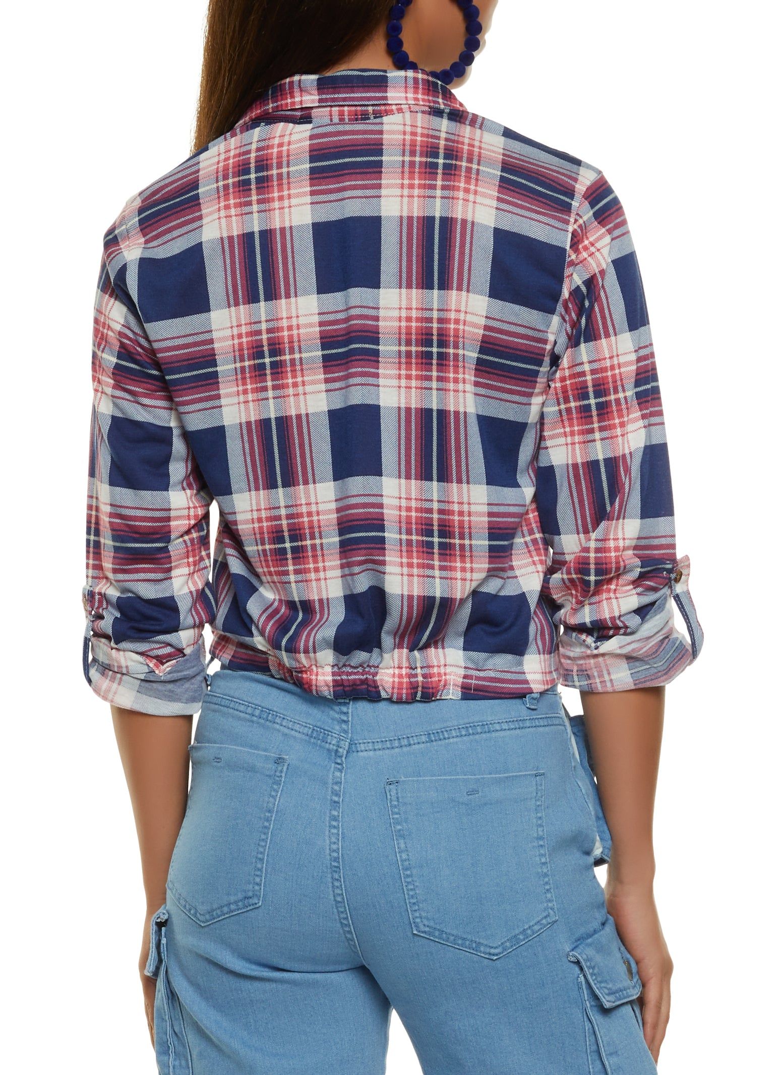 Button Front Tabbed Sleeve Tie Front Shirt sold by Rainbow product image thumbnail 3