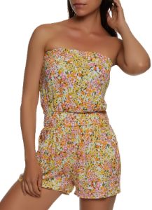 Smocked Waist Floral Print Romper sold by Rainbow