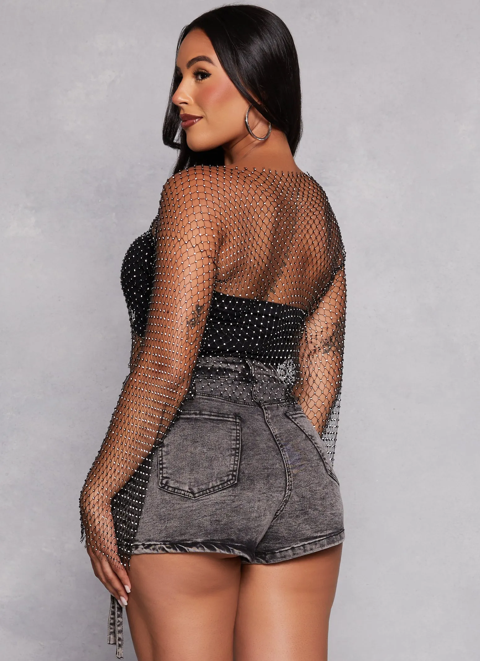 Rhinestone Fishnet Crop Top sold by Rainbow product image thumbnail 3