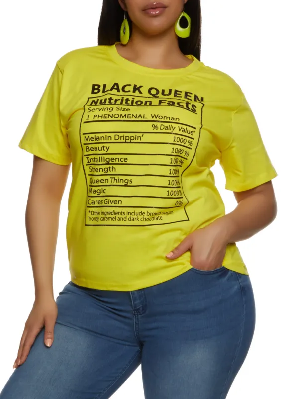 Plus Size Black Queen Rhinestone Graphic Tee sold by Rainbow