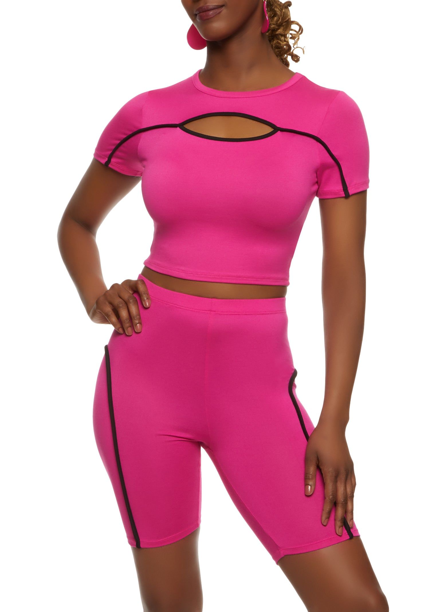 Contrast Piping Keyhole Crop Top sold by Rainbow product image thumbnail 2