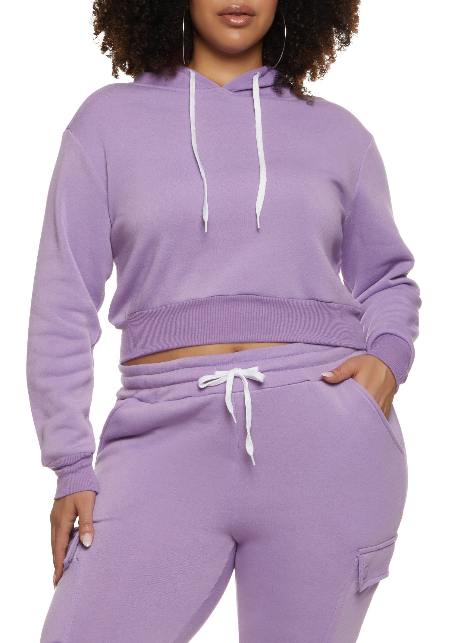 Plus Size Cropped Hoodie sold by Rainbow
