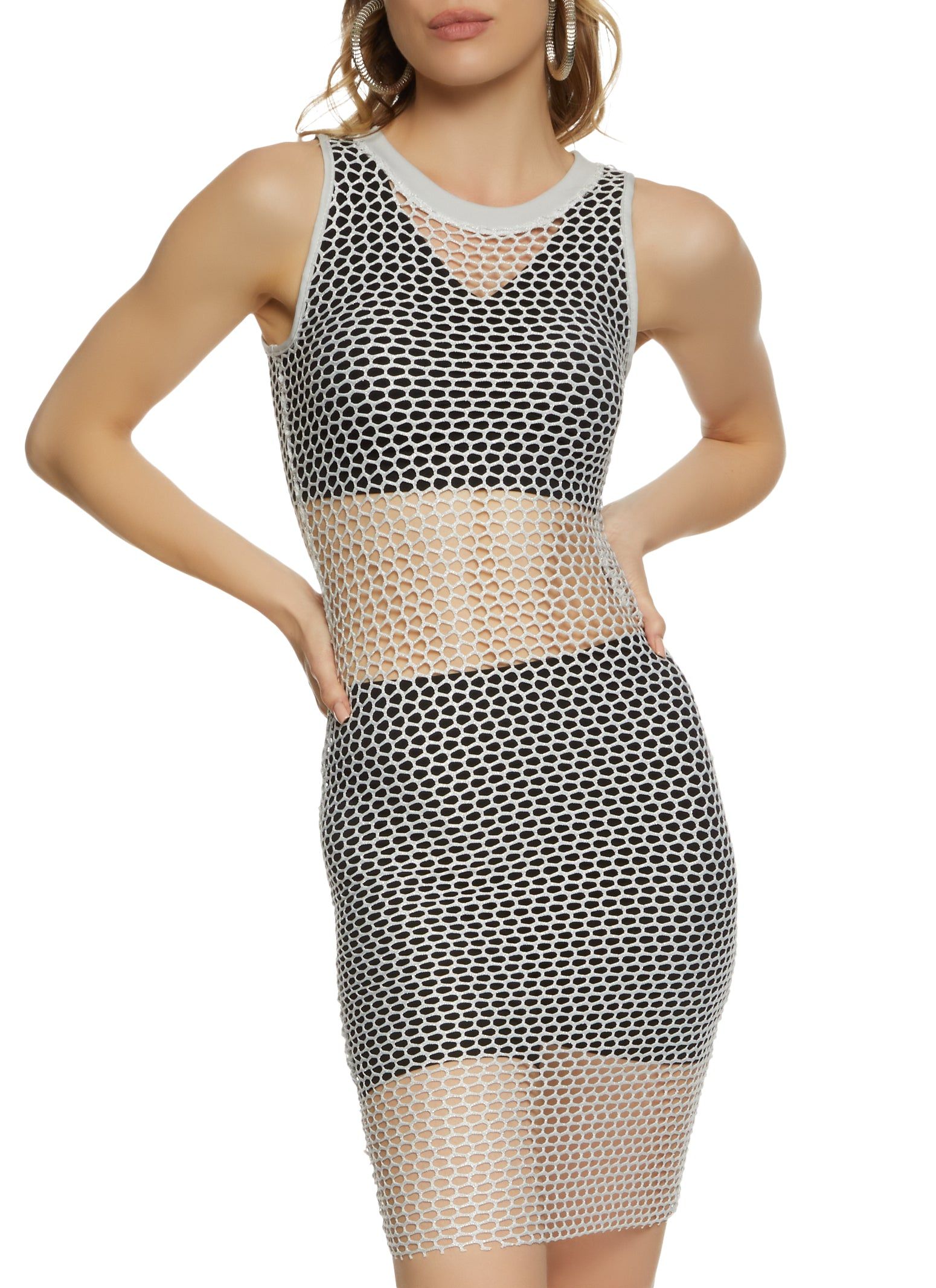 Fishnet Knit Tank Dress sold by Rainbow