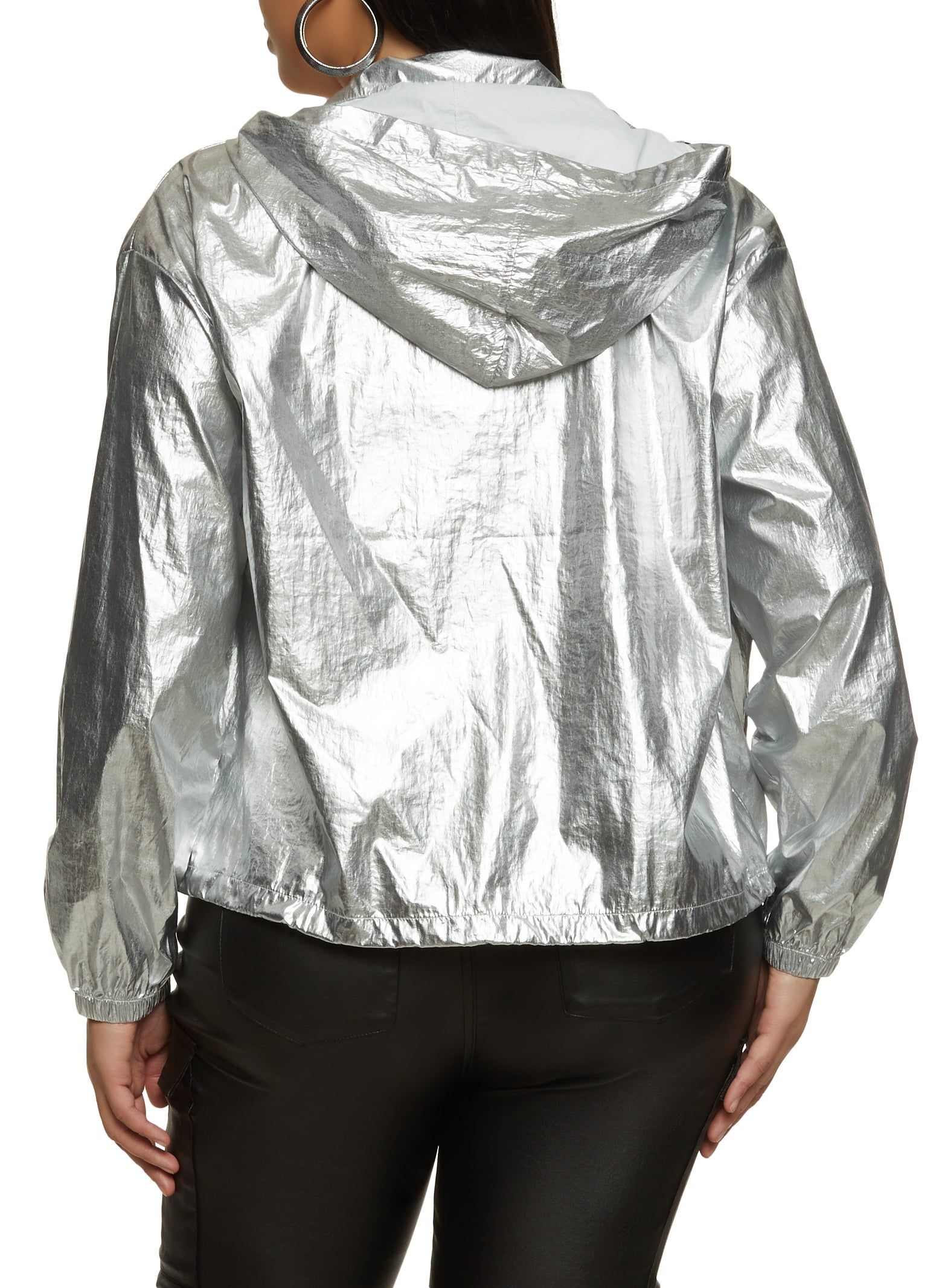 Plus Size Metallic Hooded Windbreaker Jacket sold by Rainbow product image thumbnail 2