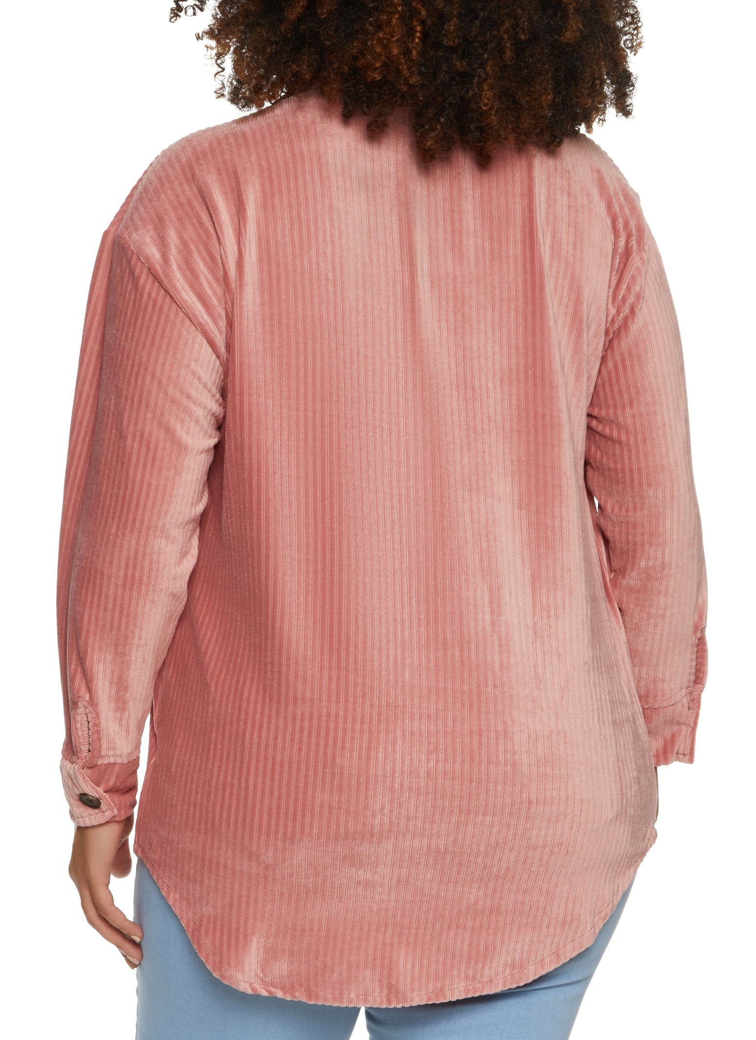 Plus Size Ribbed Knit Velour Button Front Shirt sold by Rainbow product image thumbnail 2
