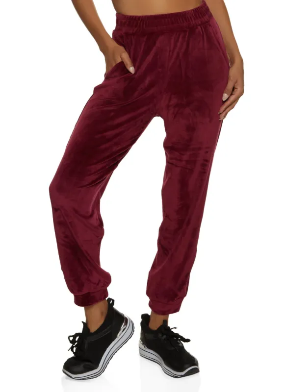 Velour High Waisted Joggers sold by Rainbow