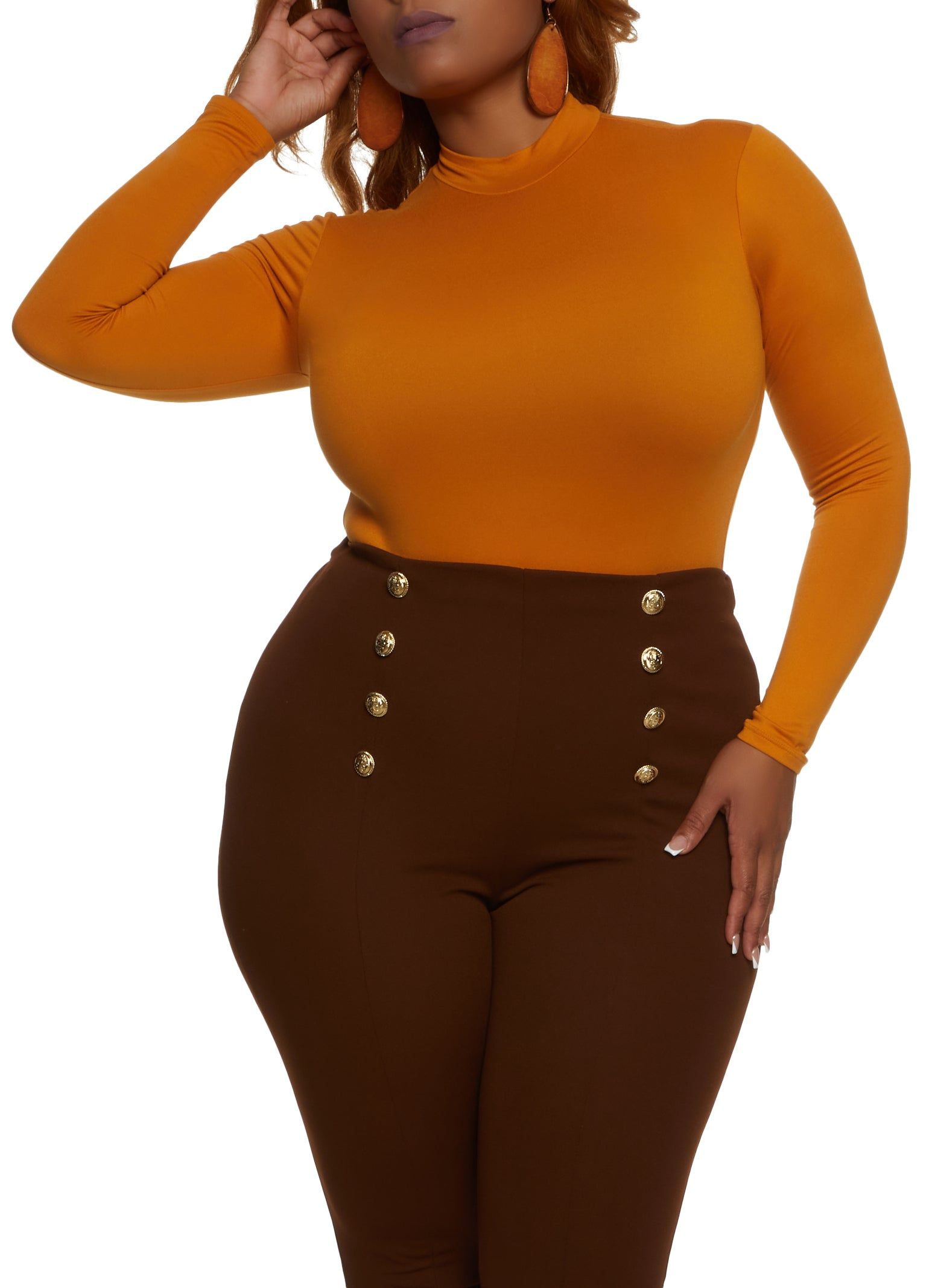 Plus Size Basic Long Sleeve Bodysuit sold by Rainbow product image thumbnail 2