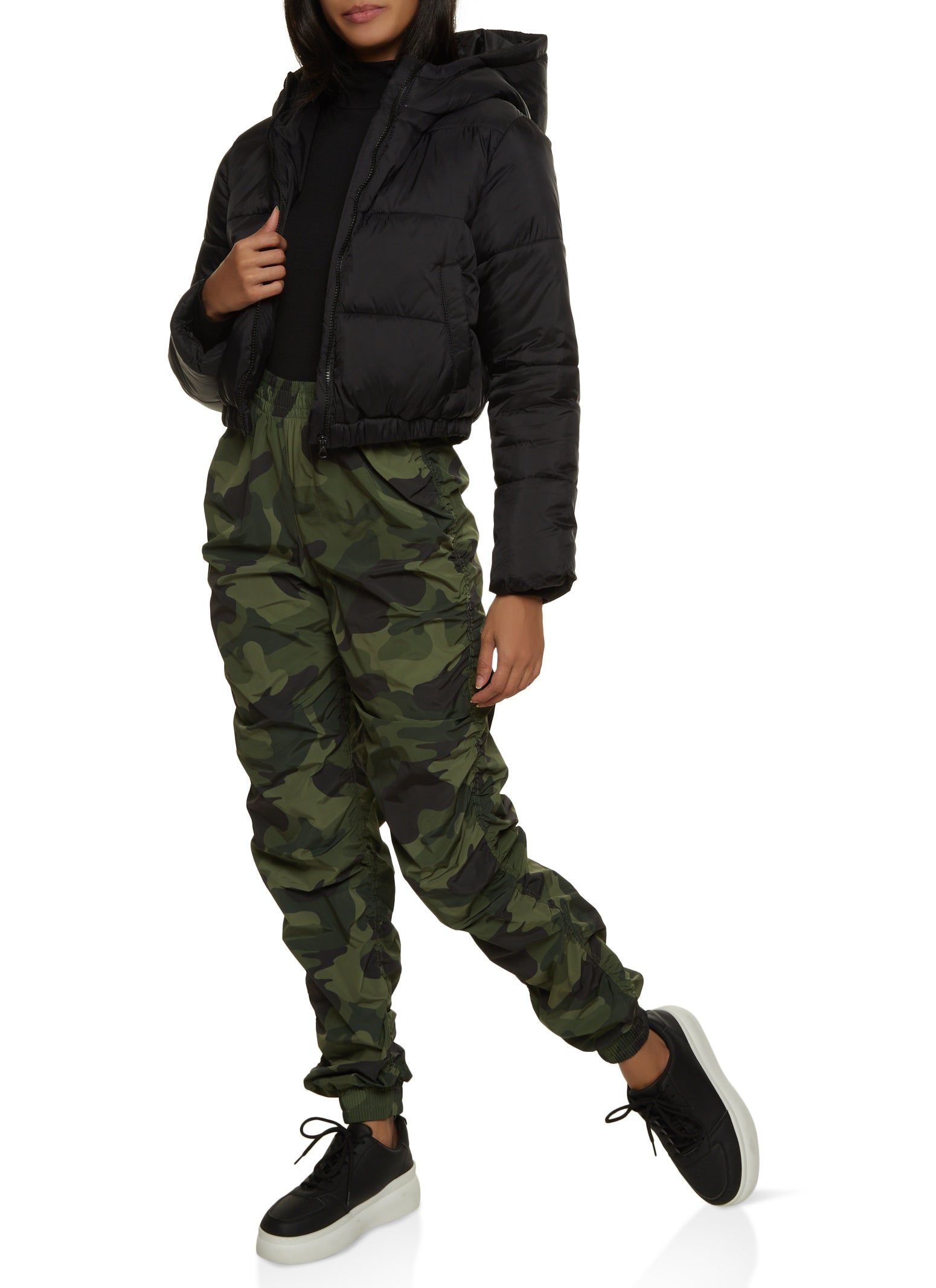 Hooded Zip Front Puffer Jacket sold by Rainbow product image thumbnail 2