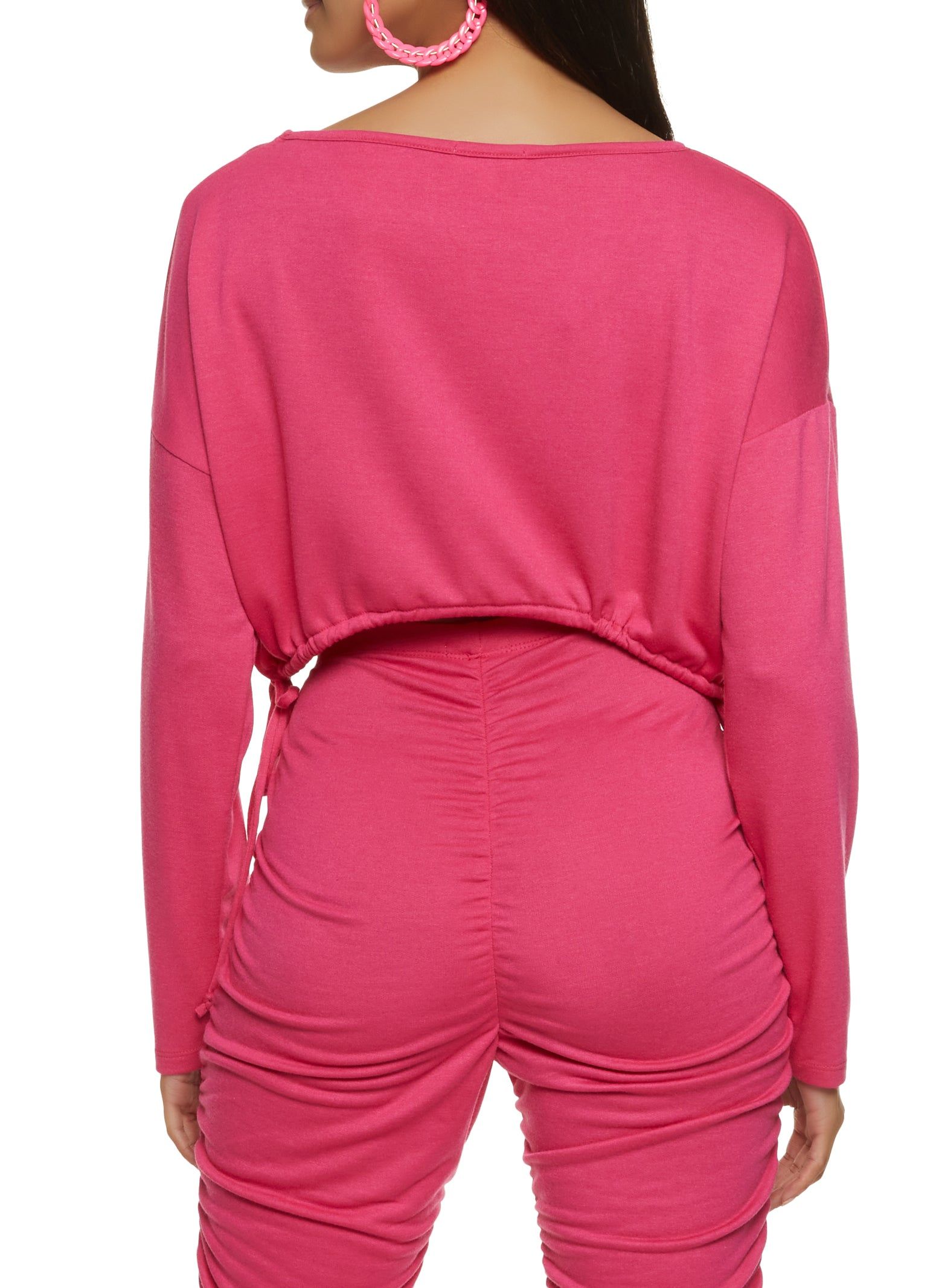 French Terry Drawstring Hem Cropped Sweatshirt sold by Rainbow product image thumbnail 3