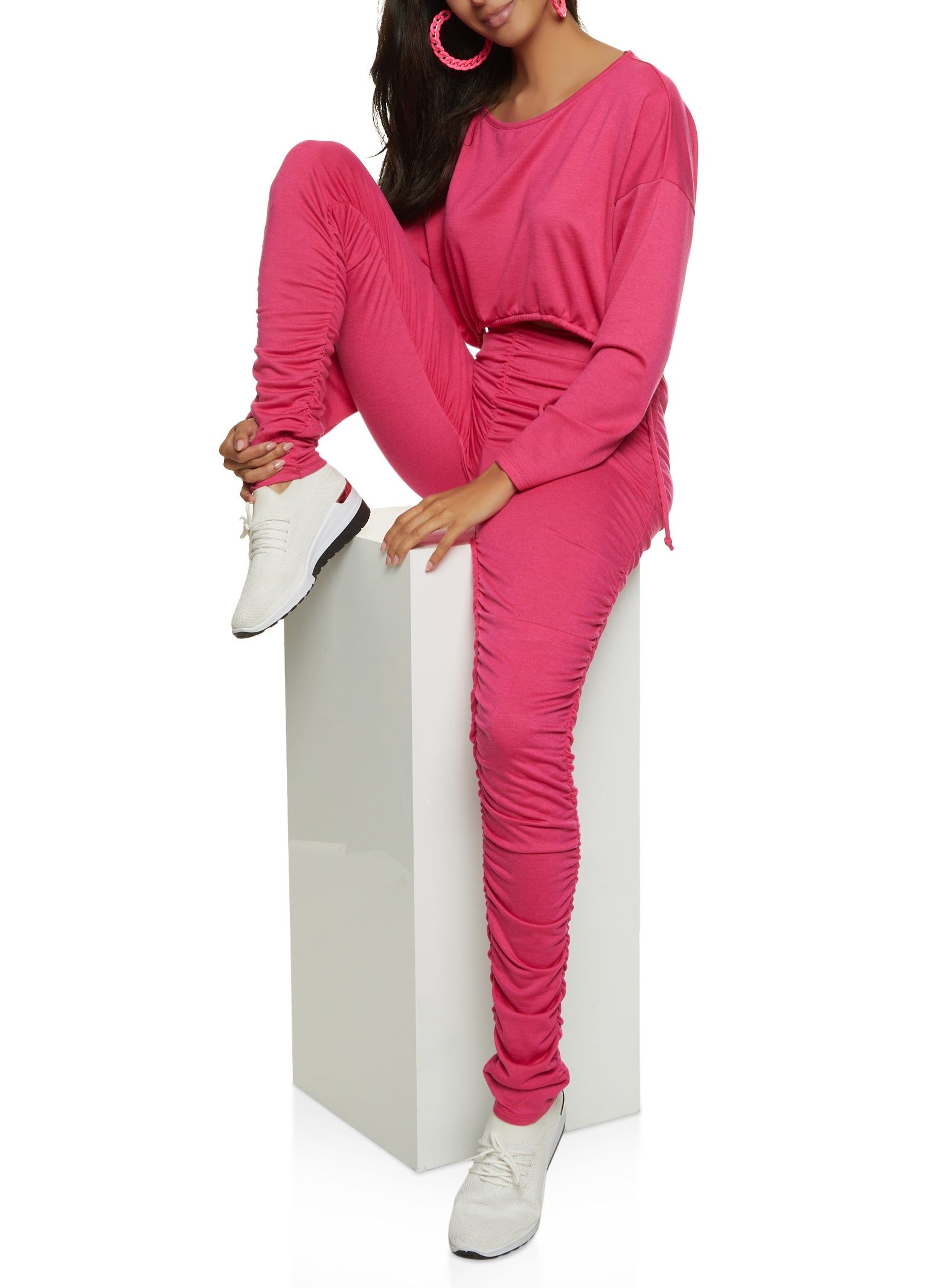 French Terry Drawstring Hem Cropped Sweatshirt sold by Rainbow product image thumbnail 2