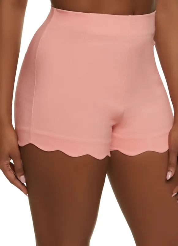 Scalloped Trim High Waist Shorts sold by Rainbow