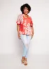 Plus Size Floral Print Button Front Cuffed Sleeve Blouse sold by Rainbow