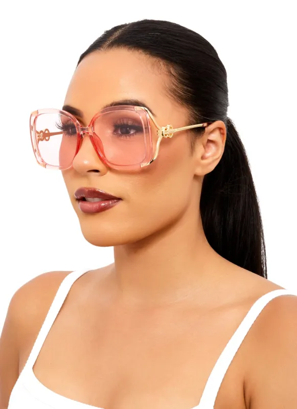 Cut Out Metallic Temple Sunglasses sold by Rainbow