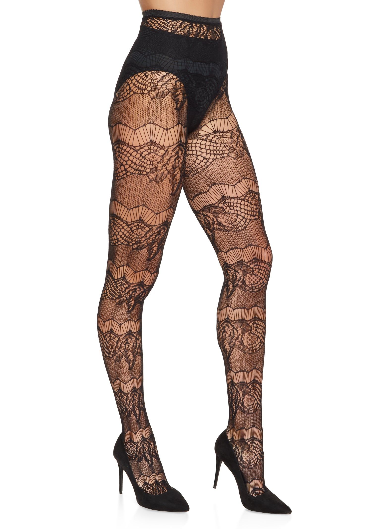 Patterned Detail Fishnet Tights sold by Rainbow