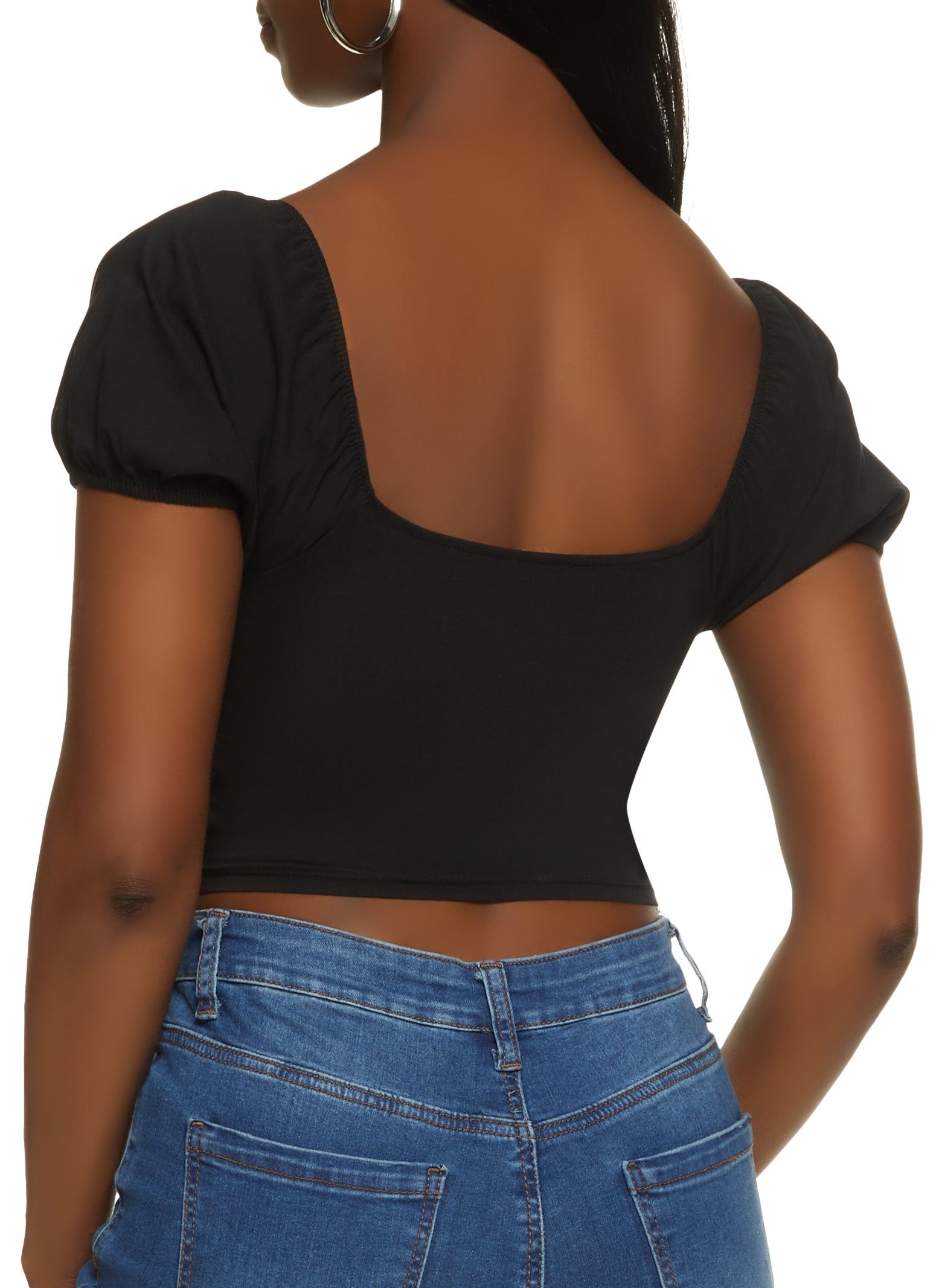 Lace Up Puff Sleeve Peasant Top sold by Rainbow product image thumbnail 2