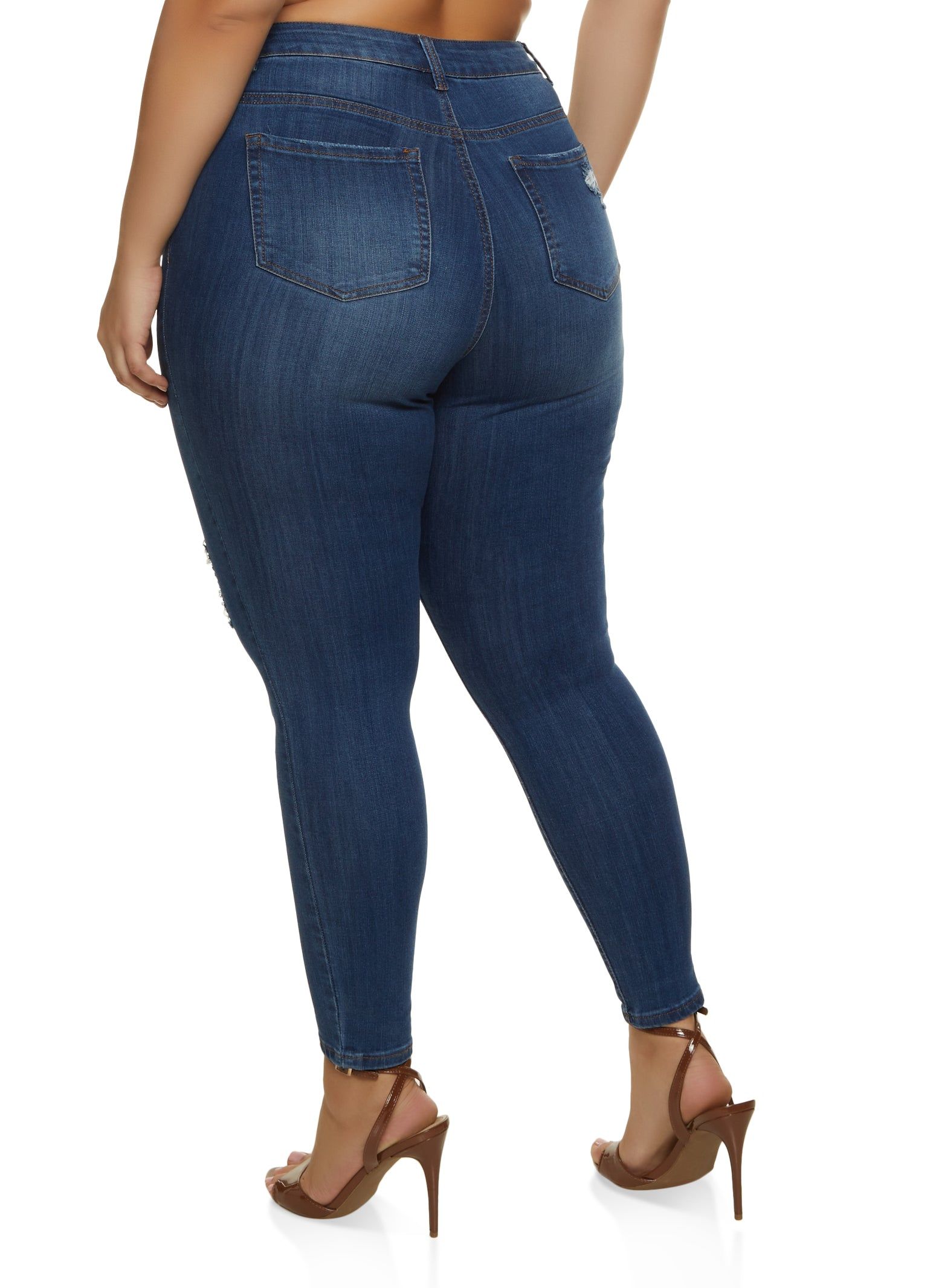 Plus Size WAX Distressed Stretch Skinny Jeans sold by Rainbow product image thumbnail 2