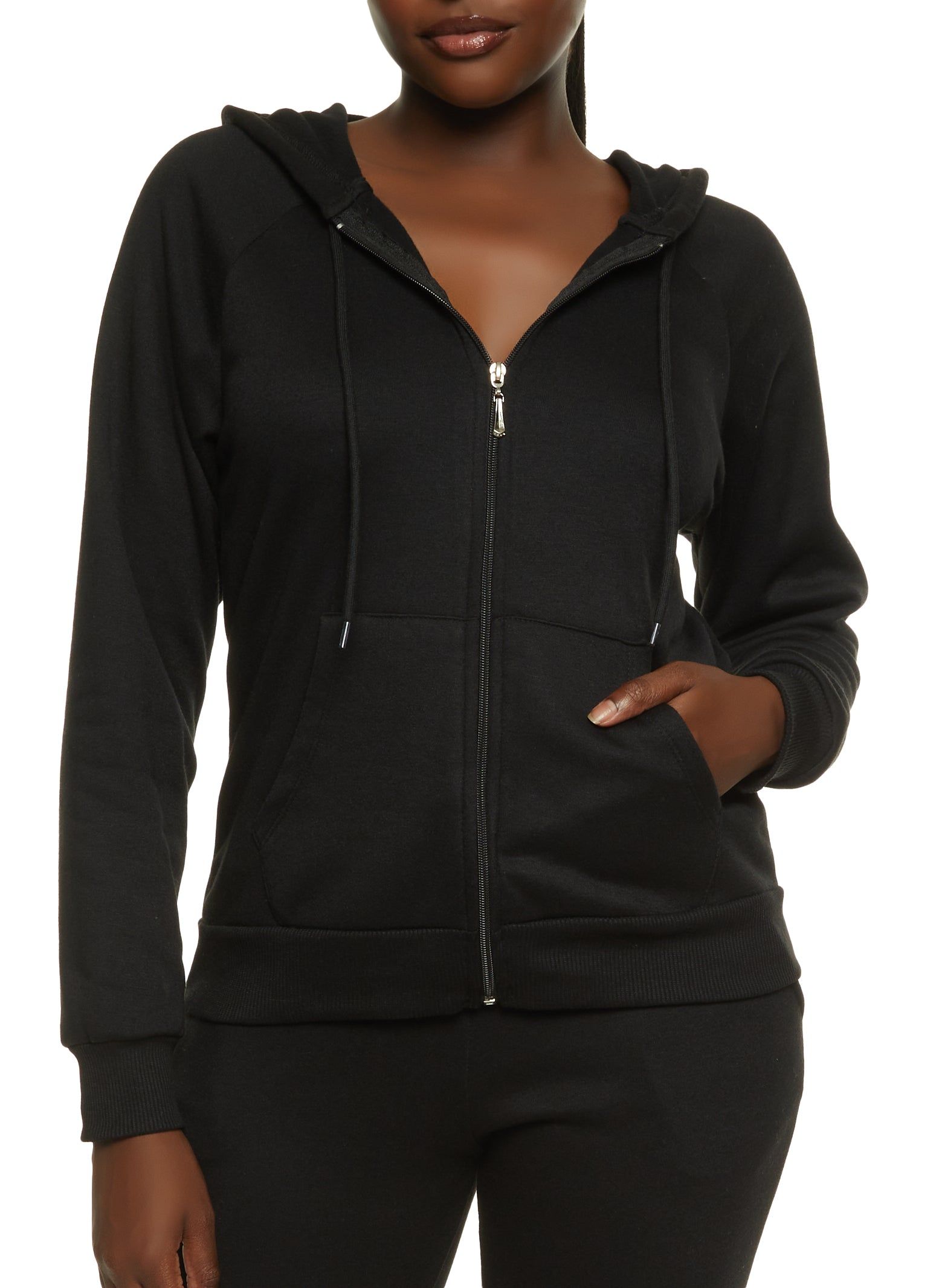 Basic Fleece Zip Front Hoodie sold by Rainbow