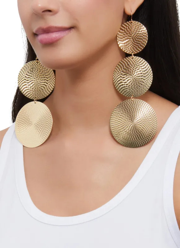 Metallic Disk Drop Earrings sold by Rainbow