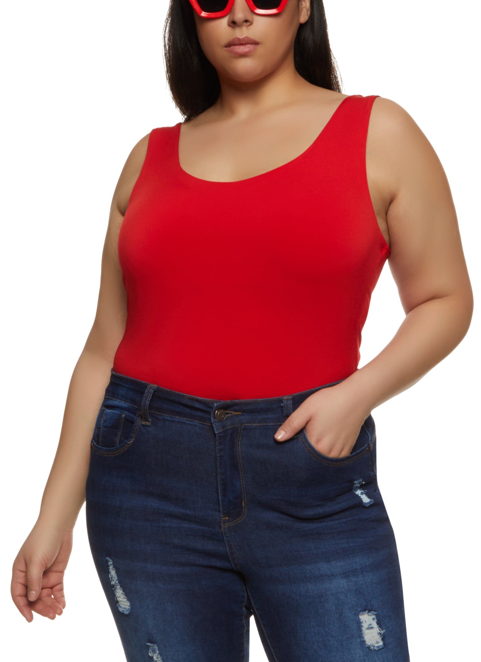 Plus Size Sleeveless Scoop Neck Tank Bodysuit sold by Rainbow product image thumbnail 2