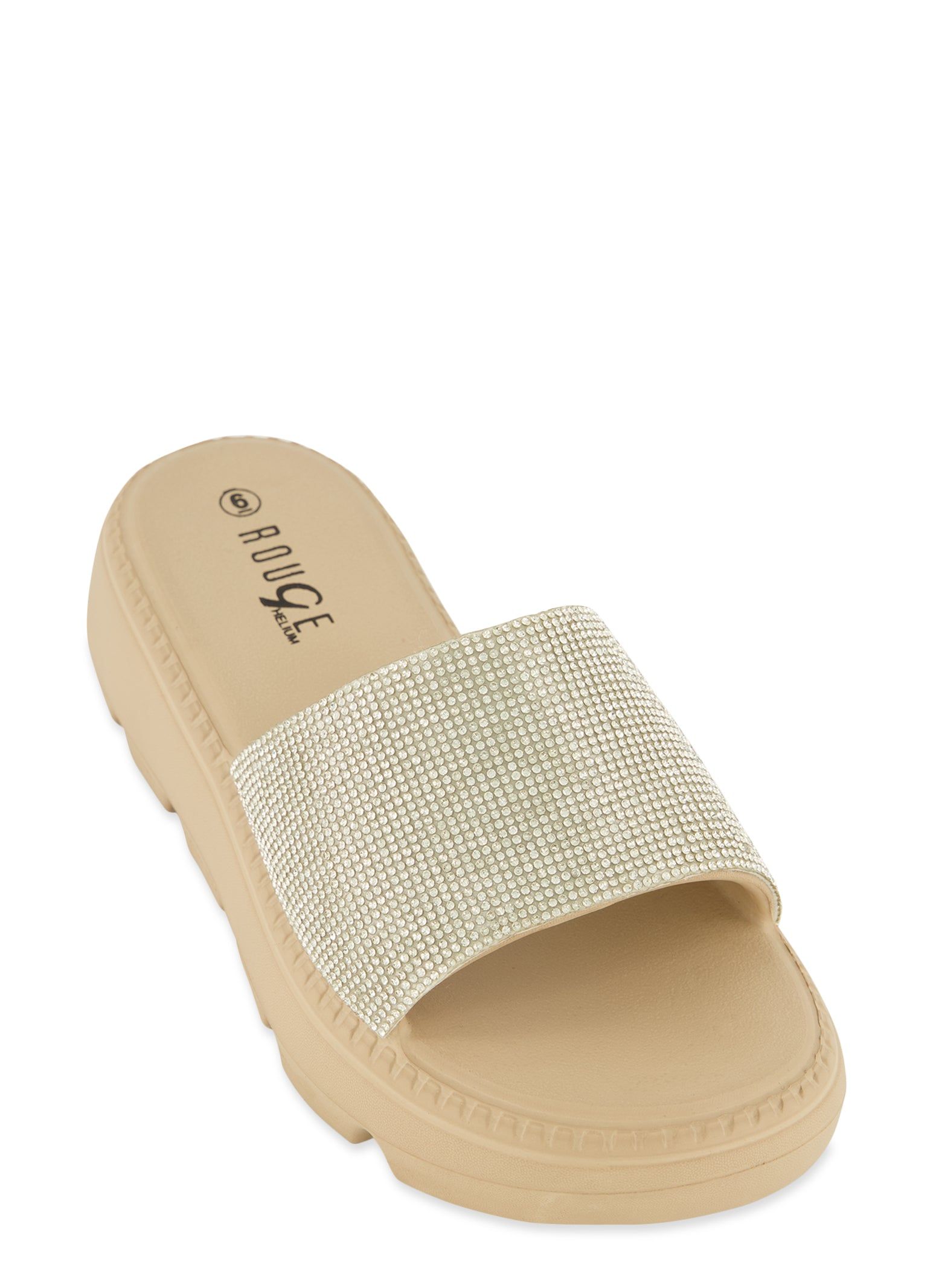 Rhinestone Band Lug Sole Slide Sandals sold by Rainbow