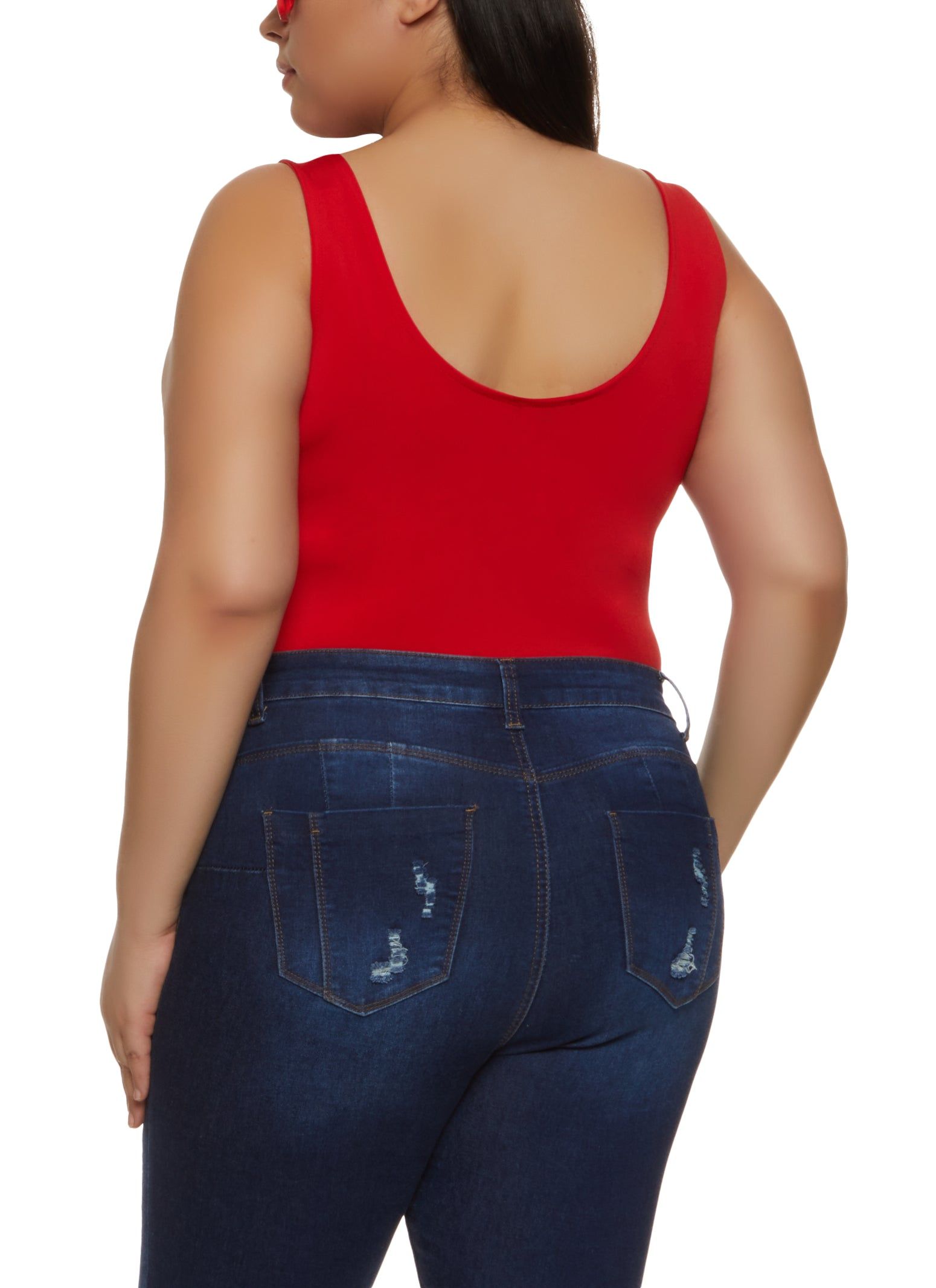 Plus Size Sleeveless Scoop Neck Tank Bodysuit sold by Rainbow product image thumbnail 3