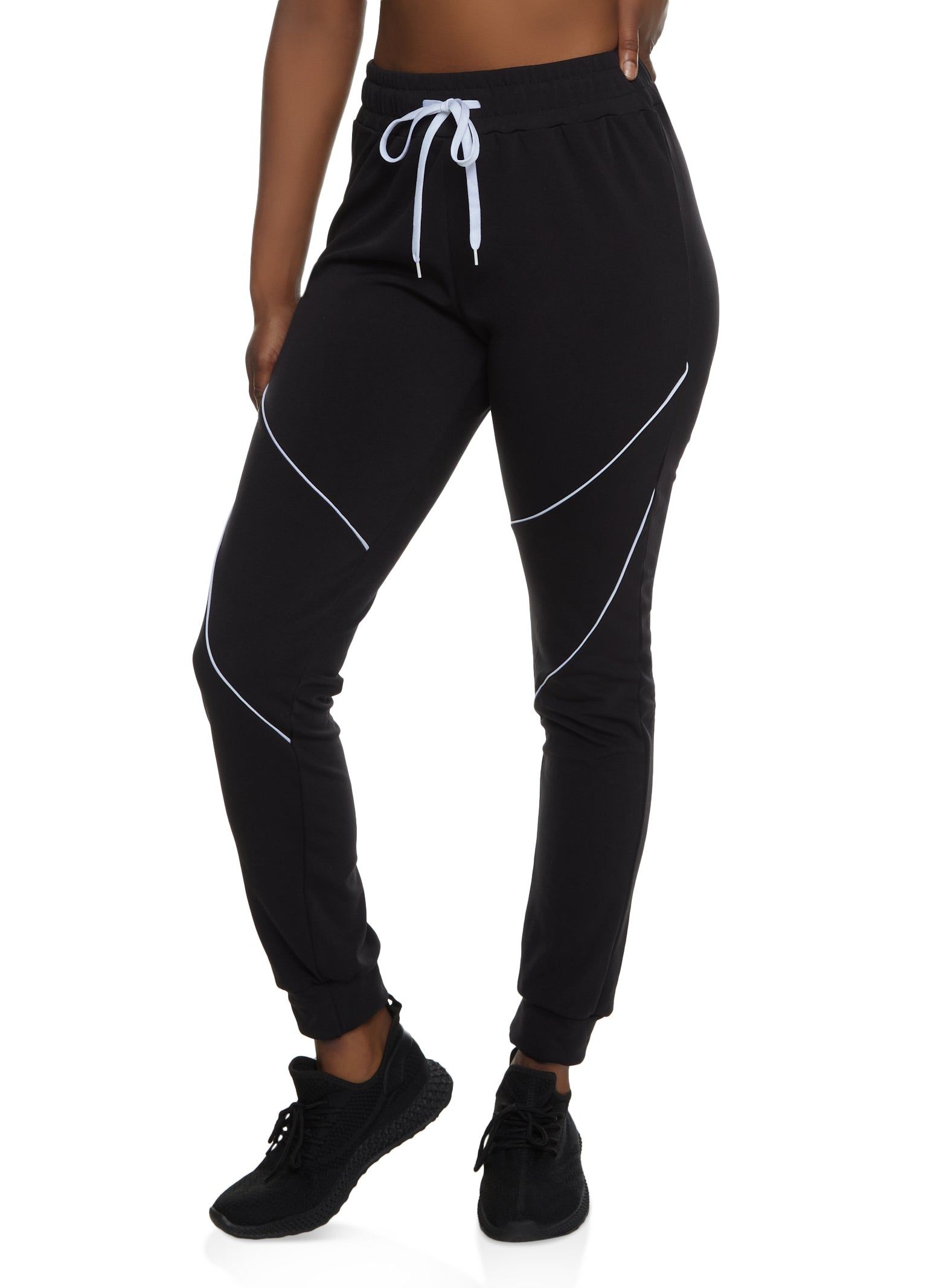 High Waist Contrast Piping Joggers sold by Rainbow